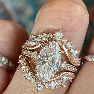 Cubic Zirconia and 14K Gold Plated 3 Piece Ring Set